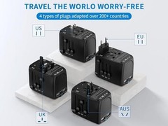 International Travel Adapter Voltage Converter Combo for 100V-240V with 2 Black