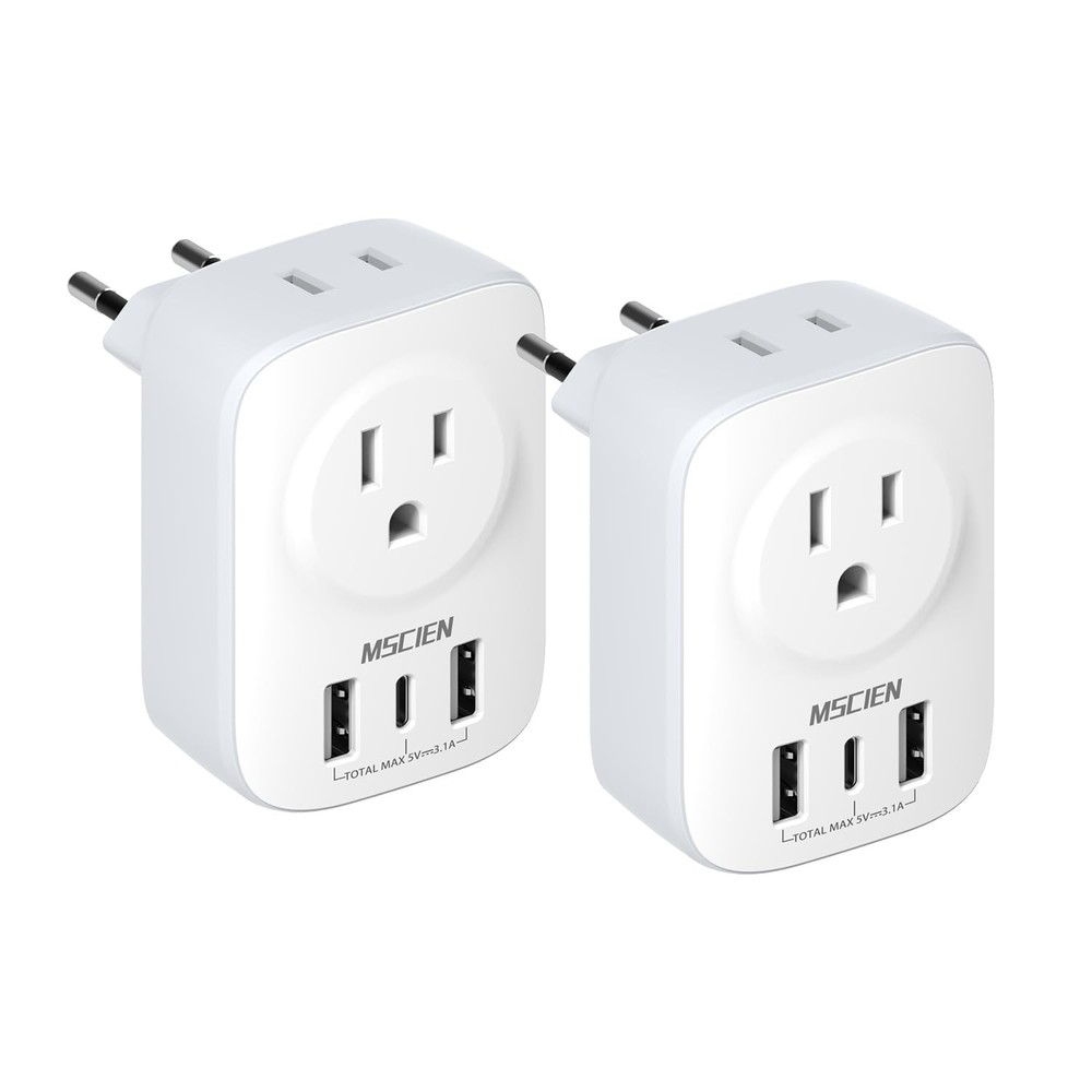 Mscien European Travel Plug Adapter USB C, International Power Adapter with 3…