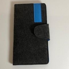 Felt Wallet Magnetic Snap Closure Travel Organizer Gray Blue 4.5×8.25 Closed NEW