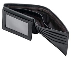 RFID Blocking Genuine Leather Bifold Wallet for Men Black Crazy Horse Leaher