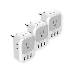 3 Pack European Travel Plug Adapter, TESSAN US to Europe Power Adapter with 4…