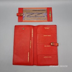 Vintage Ticket Book Wallet Red Leather Genuine Morocco West Germany Gold Letter
