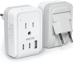 1 Pack European Travel Plug Adapter, Foldable International Power Plug with …