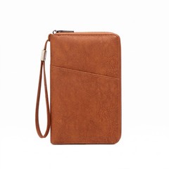 Leather Passport Holder Wallet RFID Blocking Zippered Passport Wallet Bag Case
