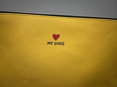 Marc Tetro My Dogs Yellow Dog Print Cosmetic Bag PVC Zip Travel Makeup Pouch