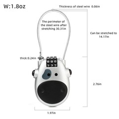 Wire Combination Lock Cable Retractable, Ideal for Chaining Multiple Travel C…