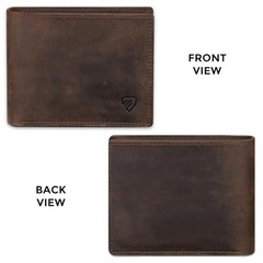 Genuine Leather Bifold Wallet for Men – RFID Blocking Slim Wallet DARK COFFEE