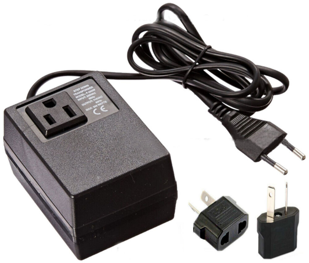200 Watt Compact Voltage Converter Transformer + Australia Plug 220v to 110v