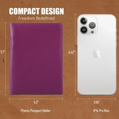 Phoenix Leather Passport Holder, Calfskin Leather Travel Wallet – RFID Blocki…