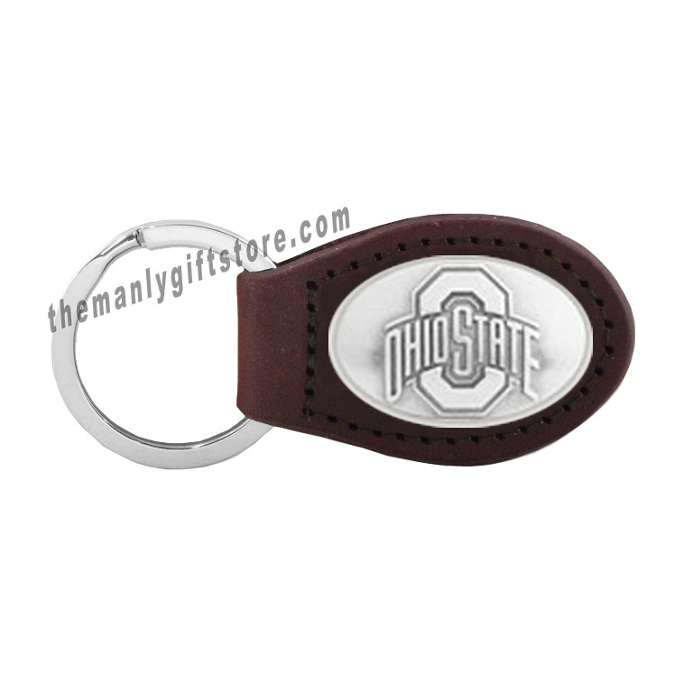 NCAA Ohio State Buckeyes Zep-Pro Leather Concho Key Fob brown keychain