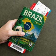 Brazil Leather Card Holder-Passport Holder Japan Worldcup Style Personalize Hol
