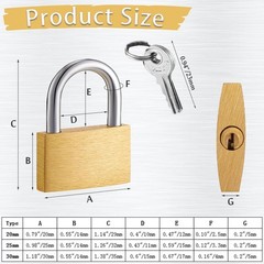 3 Pcs Small Solid Brass Locks with Keys, Mini Key Locks for Luggage Locks, Ba…
