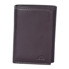 ASAD Leather Slim Everyday Trifold Wallet with ID Window and Multiple Brown