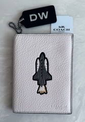 COACH SPACE ROCKET SHUTTLE CHALK/MULTI LEATHER PASSPORT CASE 32464