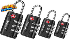 4 Pack TSA Approved Luggage Locks, Combination Travel Padlock, 3-Digit Waterproo
