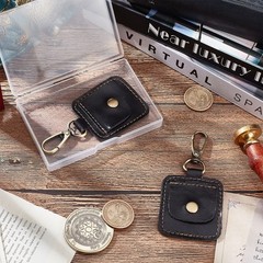 WEBEEDY 2 Pcs Coin Holder Leather Keychain Snap Open Case for Standard Challe…