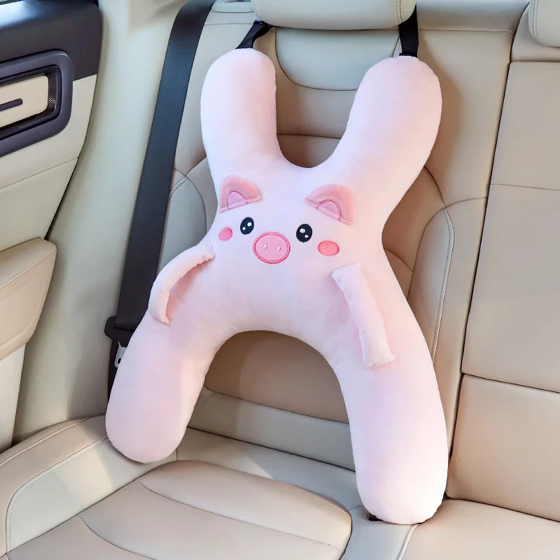 Kids Car Neck Pillow with Seat Belt Safety Sleep Aid Prevent Leaning Head Back