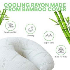 Rayon Derived from Bamboo Travel Neck Pillow for Airplanes, Memory Foam White