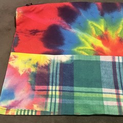 Polo Ralph Lauren Tie-Dye Patchwork Storage Pouch Blue Pony Zipper Cloth Travel