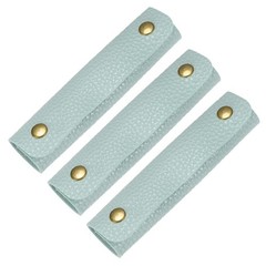 3PCS Leather Handle Wrap with 2 Metal Clasps for Suitcases,Sky Blue