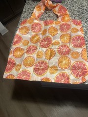 Orange Slices Usable Thin Plastic Blu Bag NWT Folds Up In Cute Zip Up Bag