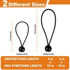 Premium Bungee Cords Set, Includes 4pcs 24″ 24 inches, Black