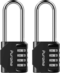 2 Pack 2.6 Inch Long Shackle Combination Lock 4 Digit Outdoor Waterproof Padl…