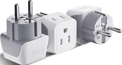 Ceptics Schuko Germany France Dual Input Ultra Compact Travel Adapter White