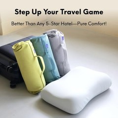 Cushion Lab Travel Deep Sleep Pillow – Compact Memory Foam Neck Pillow for