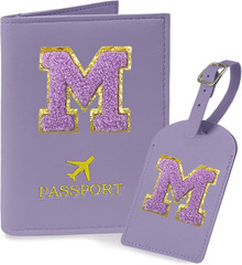 Initial Passport Cover Luggage Tag Set Letter Passport Holder Airplane Cruise Tr