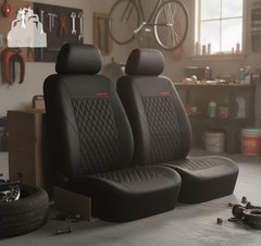 Quilting Leather Seat Cover Two Front Seats Universal Fit Waterproof Black