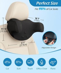 2 Pack Ergonomic Memory Foam Headrest Pillow for Driving Neck Support Cushion