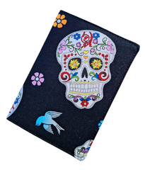 Cotton Fabric Sugar Skull Small Notebook/Passport Cover