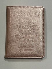 FREE SHIPPING! Passport RFID Blocking Leather Travel Wallet Organizer Rose Gold