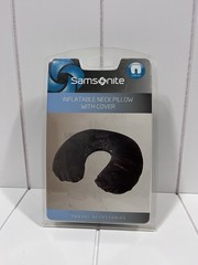 Samsonite NEW OPEN BOX Inflatable Black Neck Pillow with Cover Travel Flight