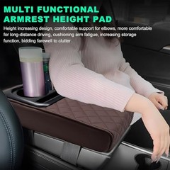 Car Center Console Armrest Pillow, Memory Foam Auto Armrest Box Diamond, Coffee