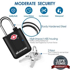 4 Pack TSA Approved Travel Luggage Locks with Keys, Keyed Suitcase Black