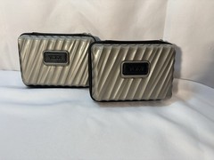TUMI for Delta Grey, Logo Hard Shell Amenity Travel Cases Only- Set Of 2