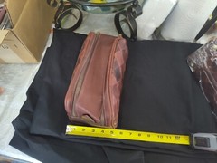 Aaron Leather Goods 10″ Quilted Full Grain Leather Toiletry Bag Dark Brown New