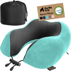 GORILLA GRIP Adjustable Travel Neck Pillow for Airplanes, Certipur-Us® Memory Fo