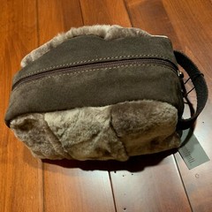 New Bonfanti Borse Italian Brown Leather/Suede, Sheepskin Toiletry Dopp Bag