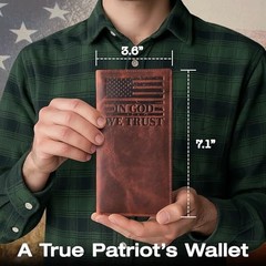 American Flag Long Wallet for Men – Western Wallets for Men with ‘IN GOD WE