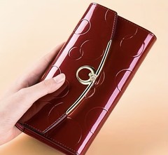 Luxury Leather Trifold Wallet for Women, Featuring RFID Protection, a Zippered P