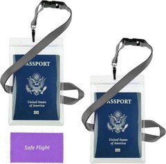Transparent Passport ID 2 Pack (2 lanyards and XL Badge Holders), Grey/Black
