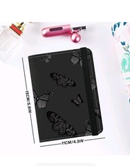 Cute Passport Holder Compatible Wallet Credit Card Protector (Black Butterfly).
