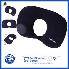 Dark Blue Inflatable Neck Pillow for Travel Airplane Camping Soft and Portable