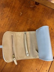 Travel 3 piece matching leather set: Passport holder, bag tag and jewelry case