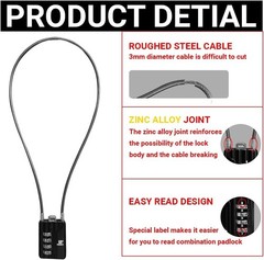 200 2 Pack 4 Digit Combination Flexible Cable Padlock,12 inch 30 cm Long Lock…