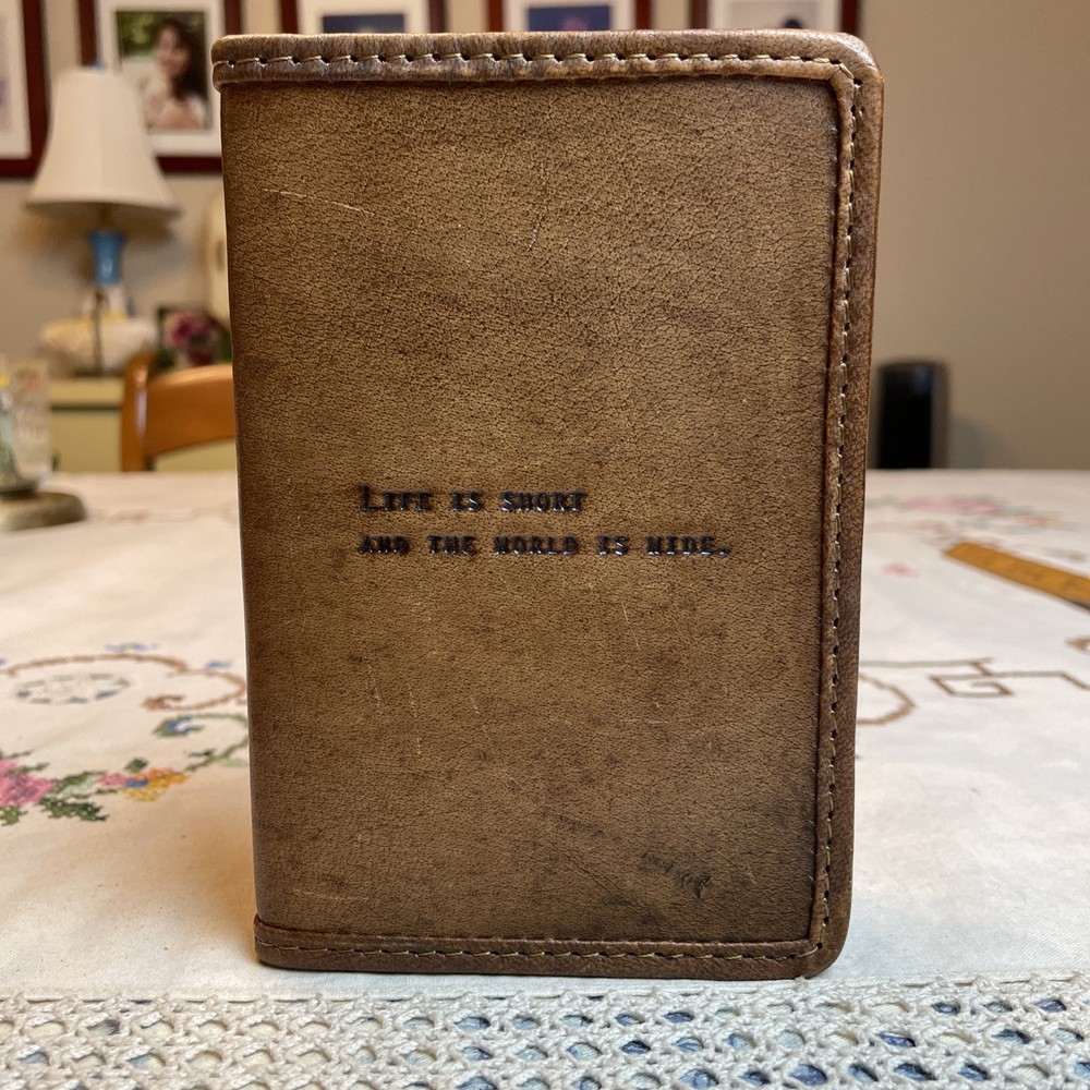 Sugarboo & Co Tan Leather Passport Cover “Life Is Short And The World Is Wide”
