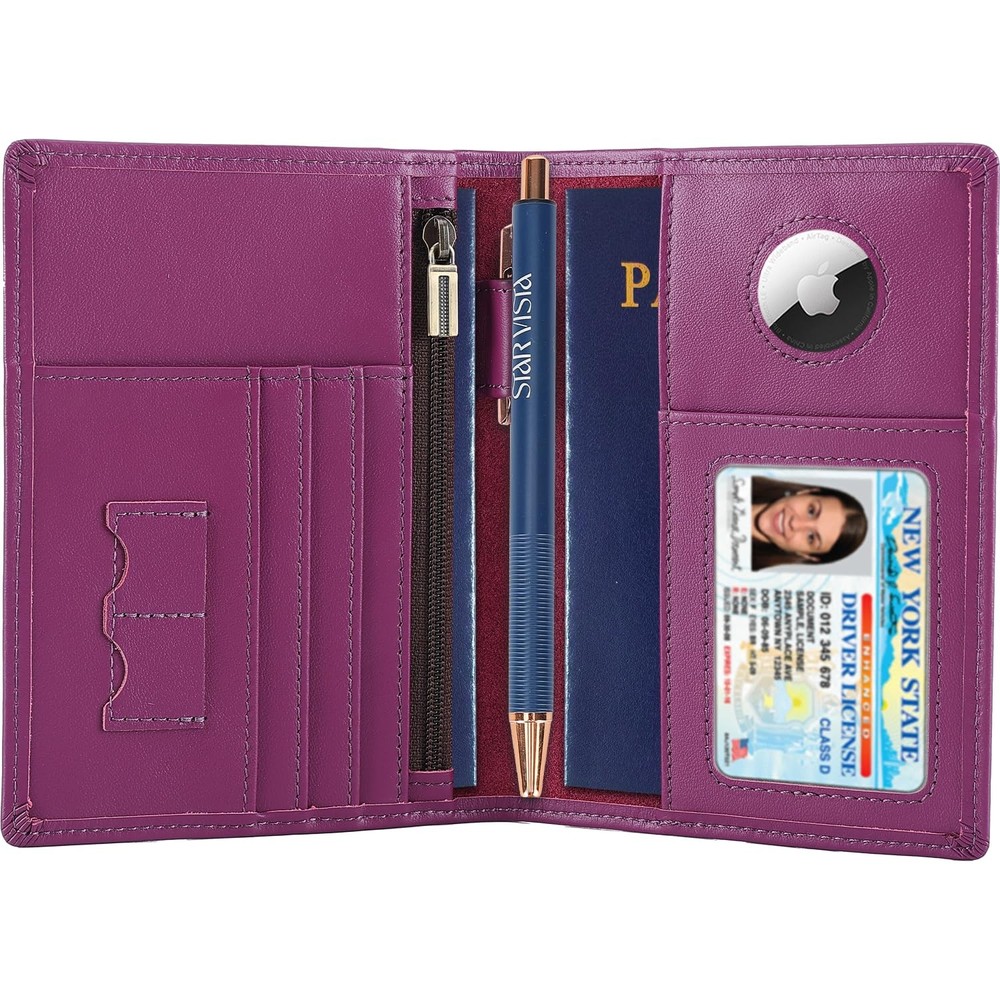 Phoenix Leather Passport Holder, Calfskin Leather Travel Wallet – RFID Blocki…